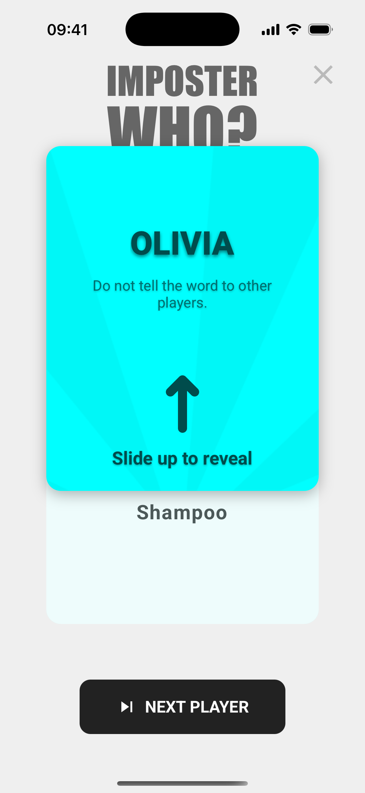Game screenshot showing word reveal