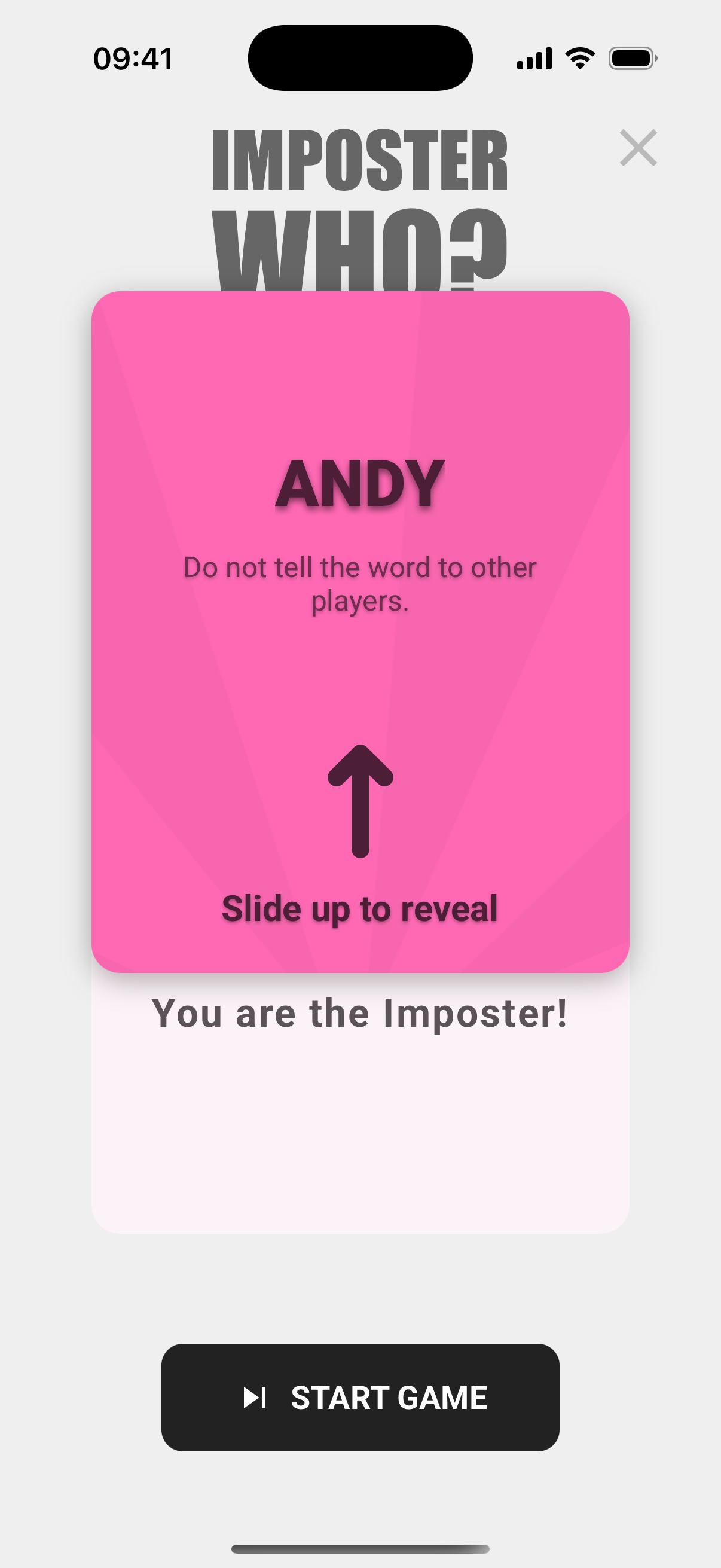 Game screenshot showing imposter reveal